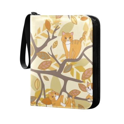Cartoon Card Album with Cute Orange Kitten, Holds 400+ Cards