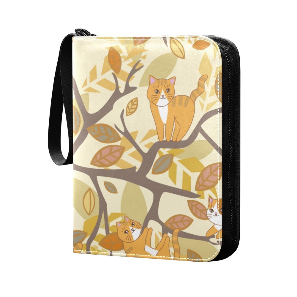 Cartoon Card Album with Cute Orange Kitten, Holds 400+ Cards