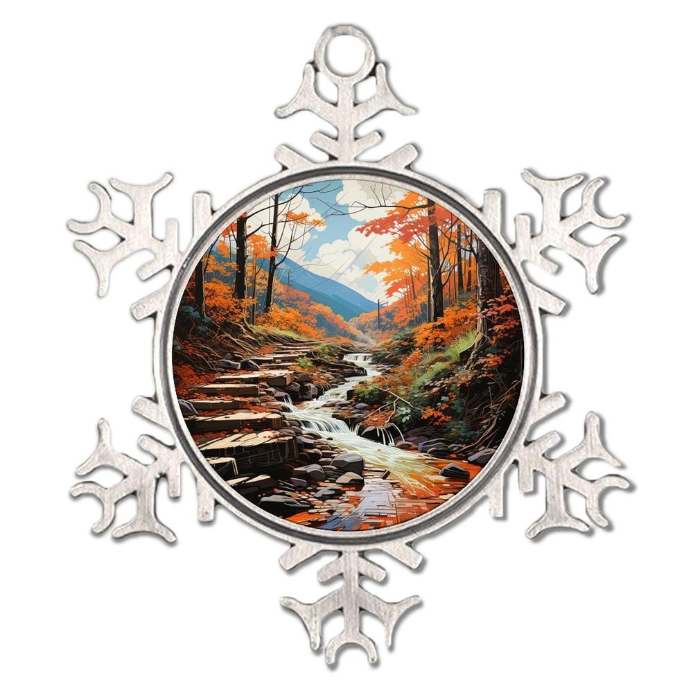 Great Smoky Mountains National Park Snowflake Ornaments, Round Christmas Tree Decorations
