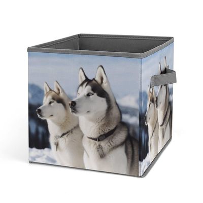YKUDBN Foldable Storage Box with Husky Dog Print and Handles