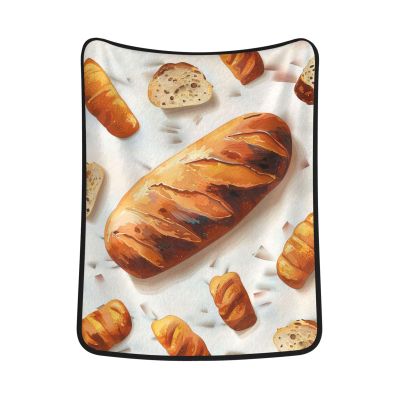 Flannel Throw Blanket with Bread Print, 101.6 x 127.7 cm