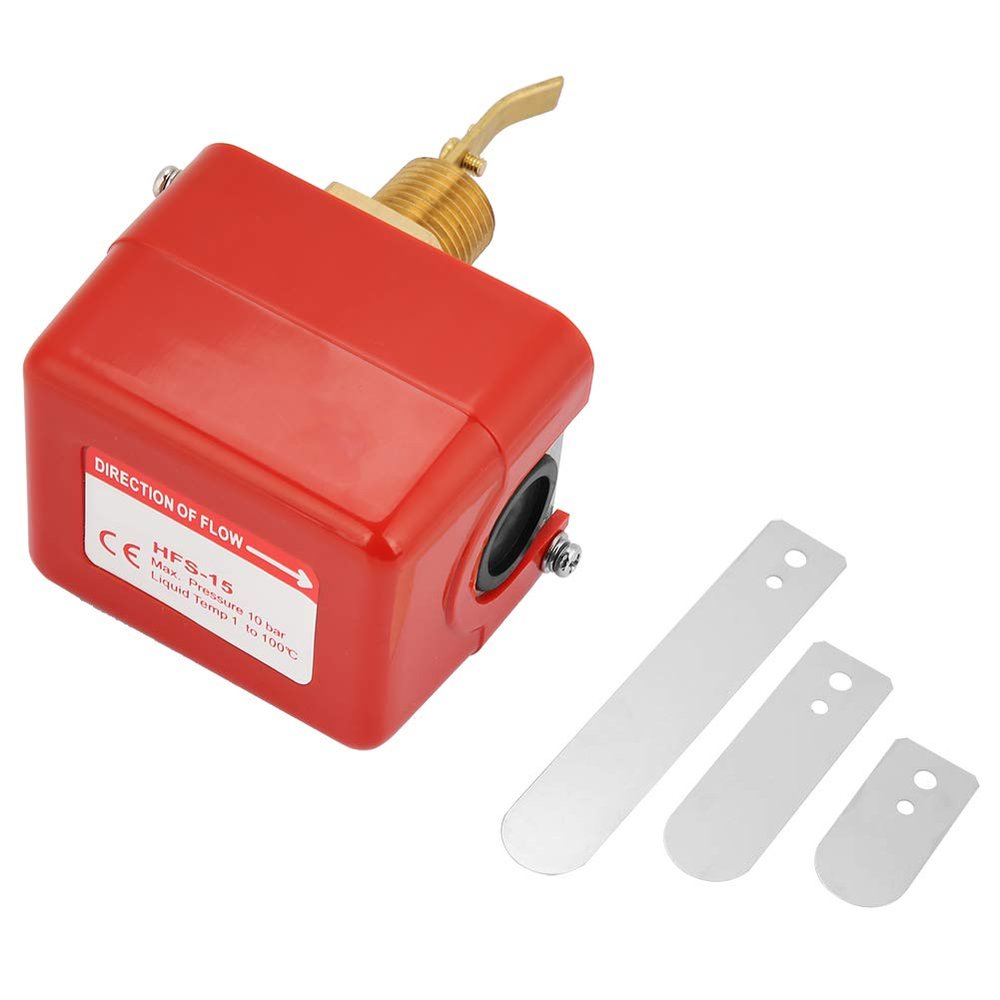 Kuuleyn Threaded Paddle Flow Switch for Liquid Water, 1/2-Inch, SPDT Contacts, Red (Partially Stainless Steel Type)