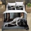 NYSMGS Cat Bedding Set, 155 x 220 cm, 3D Kitten Print, 100% Microfiber, with 80 x 80 cm Pillowcase view 2