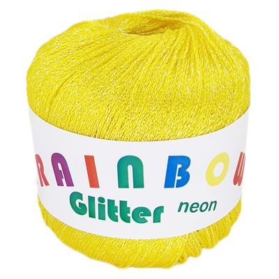 Rainbow Glitter - Glitter Ribbon Yarn, 25 g Ball (Neon Yellow)