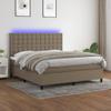 IKAYAA Box Spring Bed 180 x 200 cm with LED Lighting, Topper & Mattress, Upholstered Youth/Single Bed, Taupe, Type 136 view 1