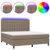 IKAYAA Box Spring Bed 180 x 200 cm with LED Lighting, Topper & Mattress, Upholstered Youth/Single Bed, Taupe, Type 136 view 2