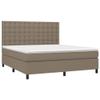 IKAYAA Box Spring Bed 180 x 200 cm with LED Lighting, Topper & Mattress, Upholstered Youth/Single Bed, Taupe, Type 136 view 3