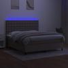 IKAYAA Box Spring Bed 180 x 200 cm with LED Lighting, Topper & Mattress, Upholstered Youth/Single Bed, Taupe, Type 136 view 4