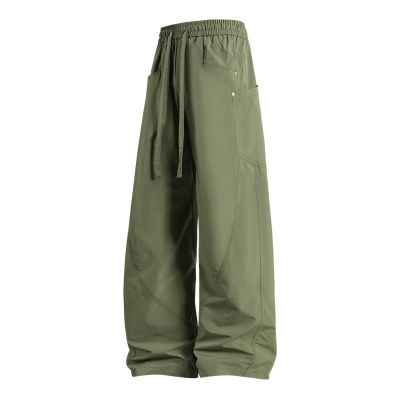 RUMAOZIA Men's Hip-Hop Cargo Pants, Baggy Straight-Leg Loose Fit