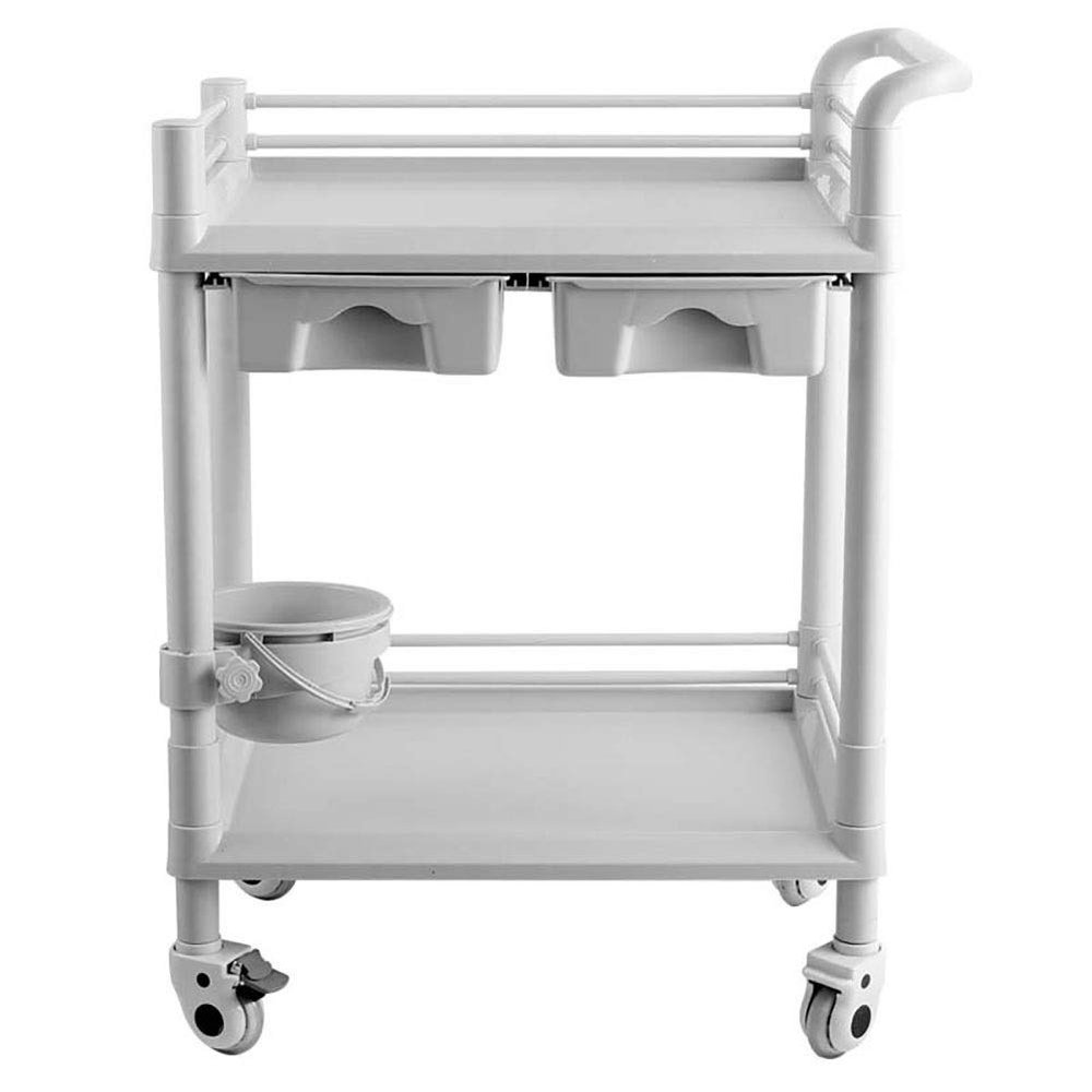 Simple Idea Trolley on Wheels, Tool Cart for Abdominal Muscles, Medical Equipment, Utility Cart with Drawers and Waste Bucket, 2/3-Tier Beauty Salon Cart, 100 kg Load Capacity
