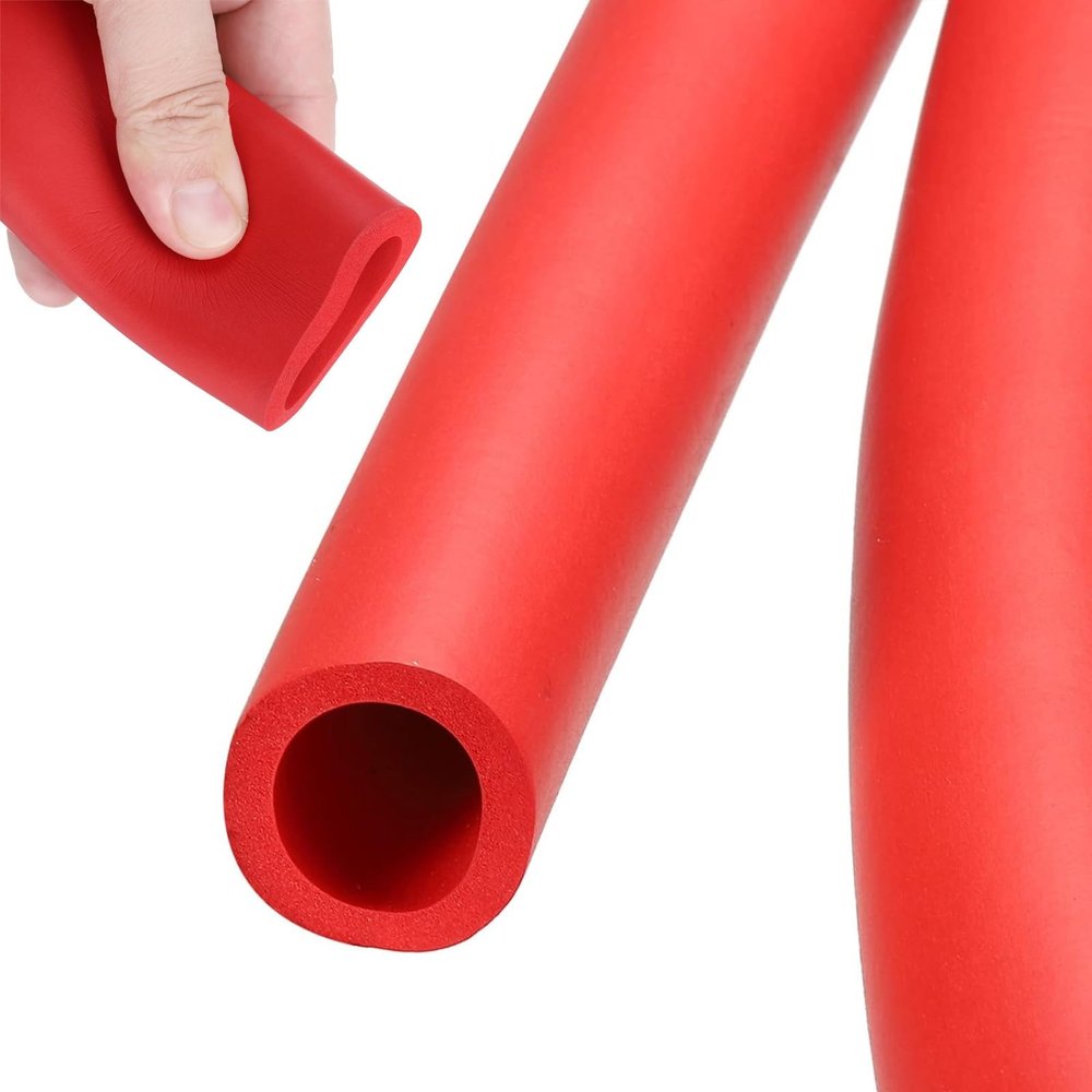 1.95 m Foam Tube, ID 18–32 mm, Flexible Non-Slip Pipe Insulation for Fitness Equipment, 28 mm ID × 38 mm OD, Red