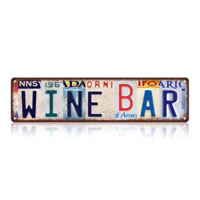 Vintage Wine Bar Wall Decor Metal Sign, 40.6 x 10.2 cm