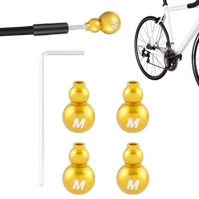 4 Bike Cable End Crimps with Wrench, Aluminum Alloy Screw-On Cable Caps