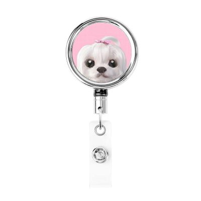 Cute Maltese Dog Metal Retractable Badge Clip