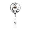 Retractable Metal Keychain with “Coffee Cup and Coffee Beans” Text view 1
