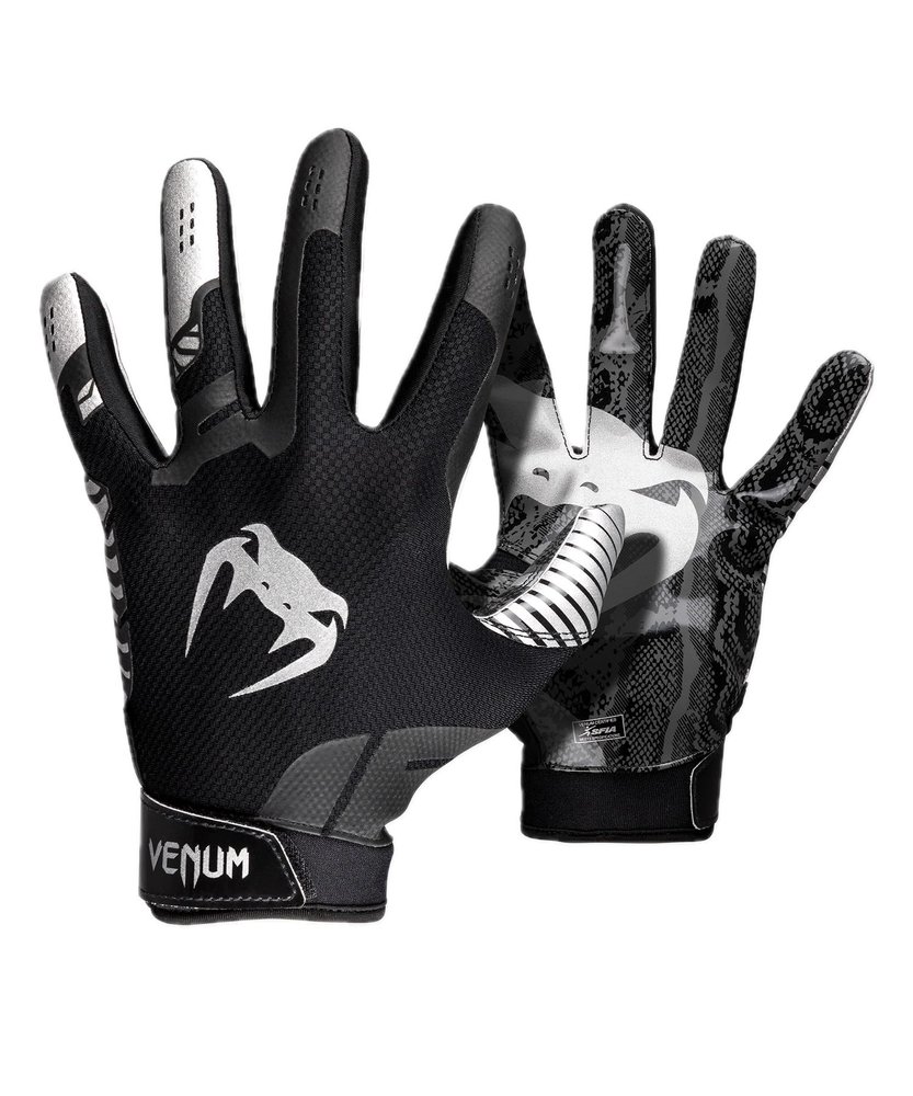 Venum Elite Football Gloves, Black/Silver
