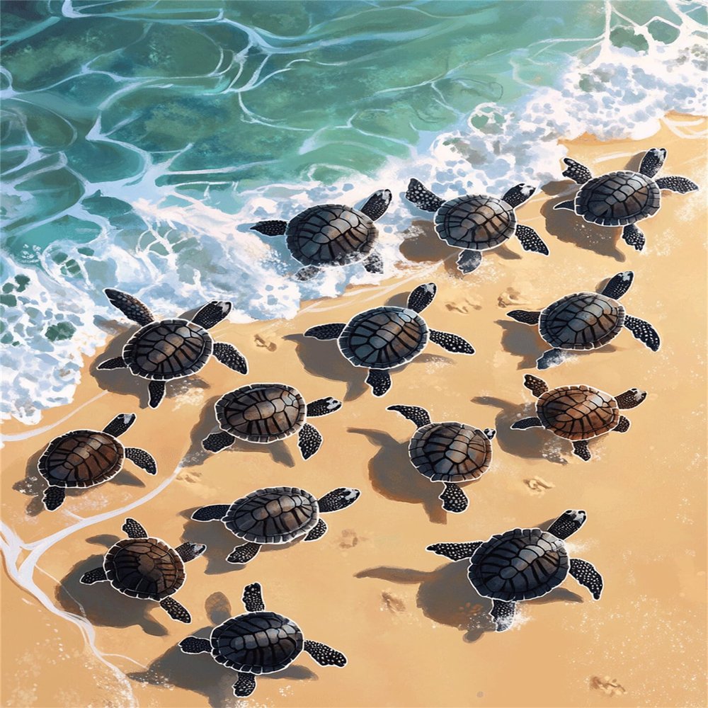 Paint by Numbers Turtle Beach Kit, 30 x 40 cm