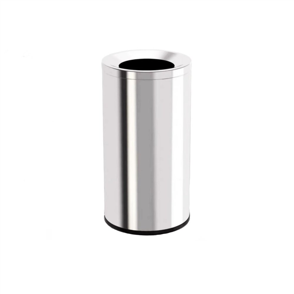 RUNZE765Z 15L Stainless Steel Wastebasket, Open Top, Silver