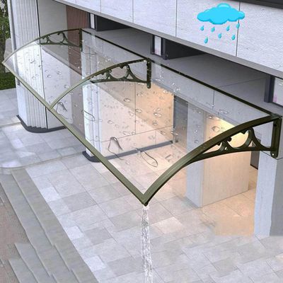 Door Canopy with Side Panel, Gutter and Aluminum Alloy Brackets, 100 x 440 cm
