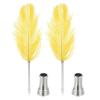 PATIKIL Feather Pens, 2-Pack, 0.5 mm Vintage Calligraphy Pens with Ostrich Feathers and 2 Holders, Yellow view 1