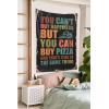 Bar Accessories for Man Cave, "You Can't Buy Happiness But You Can Buy a Pizza" Wall Tapestry, Bedroom Decor, 75 x 100 cm view 3