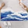 Blue 3D Wave Bathroom Rug, TPR Non-Slip Bath Mat, 50 × 120 cm view 1