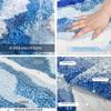 Blue 3D Wave Bathroom Rug, TPR Non-Slip Bath Mat, 50 × 120 cm view 3