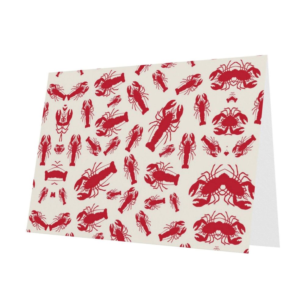 Red Lobster Greeting Card, Pearlescent Paper, Horizontal Holiday Card