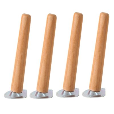 Wood Furniture Leg Set, 10/15/20/30/40/70 cm, with Screws, Mounting Plates and Non-Slip Pads