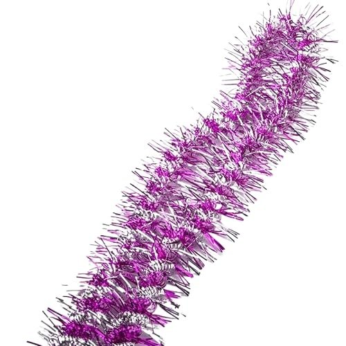 SYSUII 10-Pack Christmas Tinsel Garlands, 10 cm x 180 cm, Glossy Metallic, Rose Silver