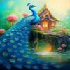 Renqidian 5D Diamond Painting Kit for Adults, Blue Peacock, 40 x 50 cm view 1