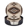 Indian Leather Drink Coasters, Round, Set of 6 with Holder view 3