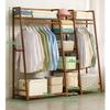 Bamboo Clothes Rack with 5-Tier Shoe Rack and Overhead Bar view 2