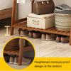 Bamboo Clothes Rack with 5-Tier Shoe Rack and Overhead Bar view 4