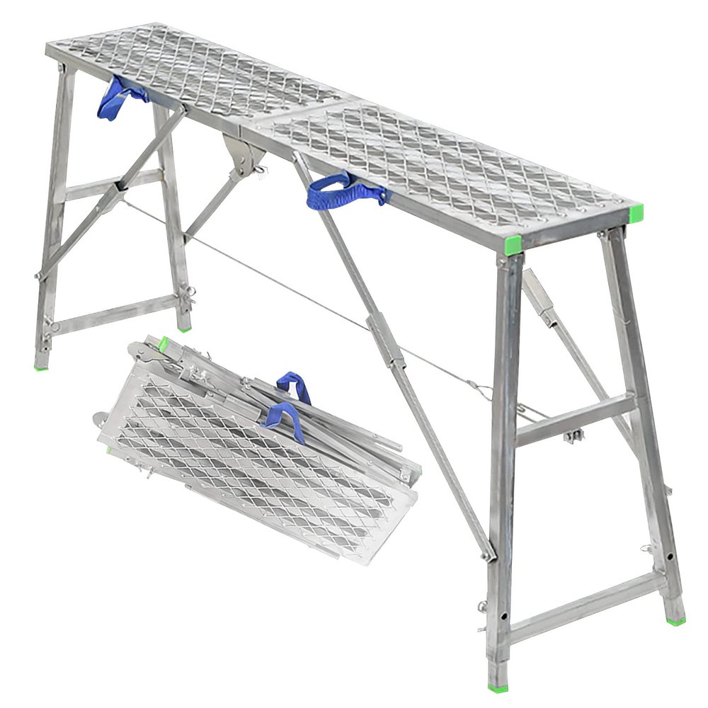 Portable Folding Work Platform for DIY, Height-Adjustable, Metal, for Scaffolding Work