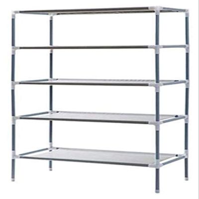 Home Shoe Cabinet Organizer with Removable Fabric Door, 4-Tier Shoe Rack