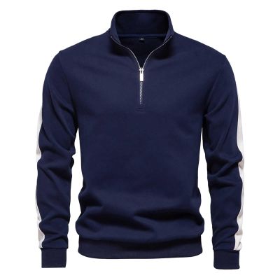 Bauzuoyo Men's Patchwork Fleece Pullover with Half-Zip