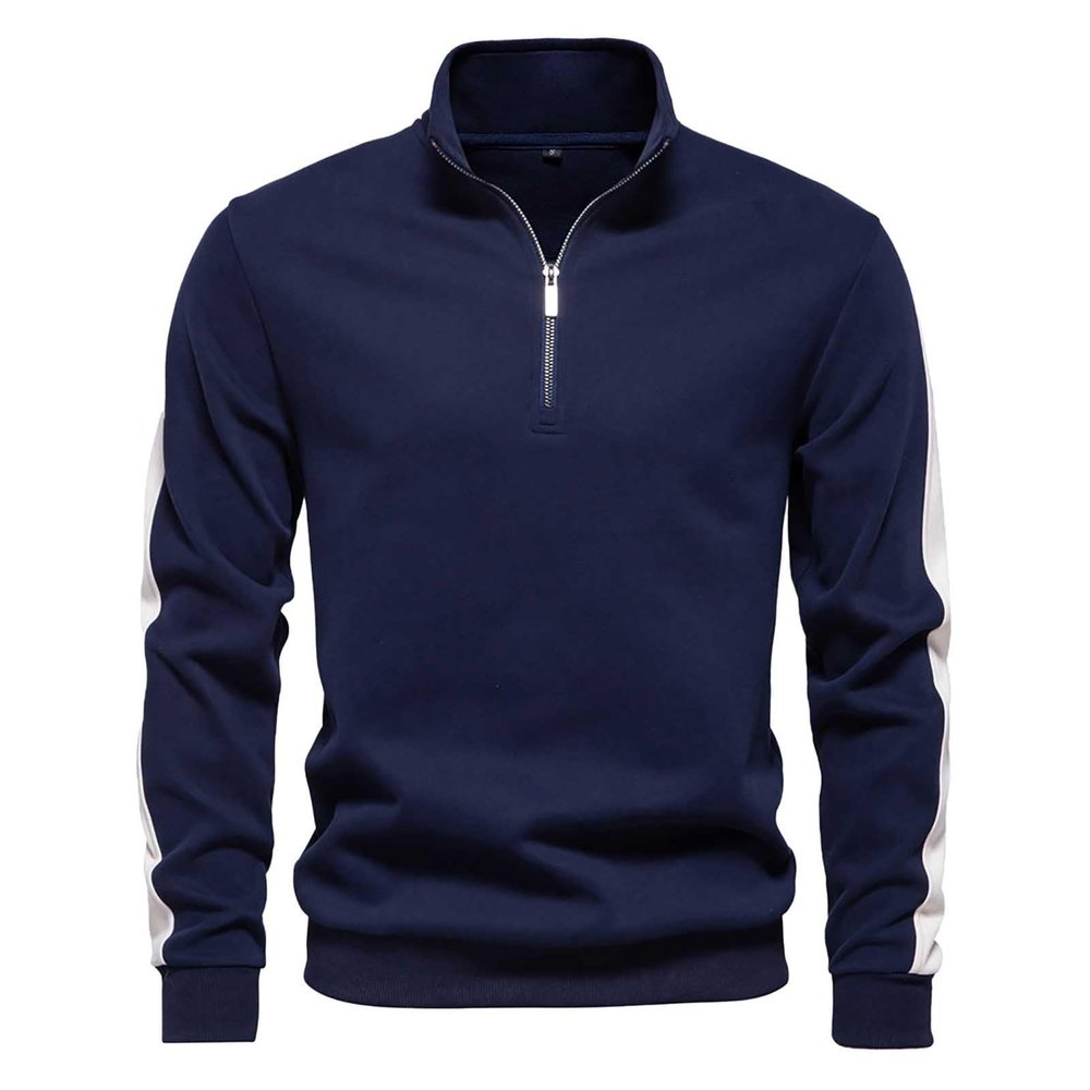 Bauzuoyo Men's Patchwork Fleece Pullover with Half-Zip