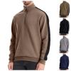 Bauzuoyo Men's Patchwork Fleece Pullover with Half-Zip view 2