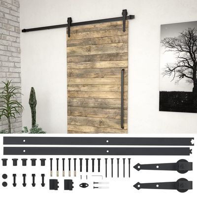 XGWKCNV Sliding Door Hardware Kit, 183 cm, Black Steel