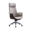 Luxurious Executive Chair with High Backrest, Lumbar Support, Headrest, and PU Leather Upholstery, Gray, Size L view 1