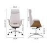 Luxurious Executive Chair with High Backrest, Lumbar Support, Headrest, and PU Leather Upholstery, Gray, Size L view 2