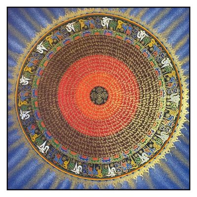 HYQOUKLR Tibetan Buddhist Thangka Wall Hanging with Frame, Mandala Artwork for Zen Home Decor and Meditation