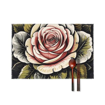 6-Pack Washable Non-Slip Heat-Resistant Gothic Rose Placemats