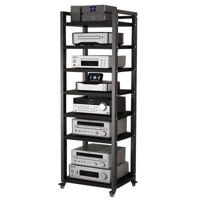Freestanding Audio Stereo Rack, 5/6/7/8-Tier AV Media Stand with Casters, Black, 2.7 Tiers, 60 cm Wide