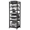 Freestanding Audio Stereo Rack, 5/6/7/8-Tier AV Media Stand with Casters, Black, 2.7 Tiers, 60 cm Wide view 1