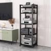 Freestanding Audio Stereo Rack, 5/6/7/8-Tier AV Media Stand with Casters, Black, 2.7 Tiers, 60 cm Wide view 2