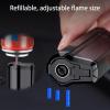 Metal Torch Lighter, Refillable Butane Lighter with Triple Jet Flame, Windproof and Adjustable (A) view 4