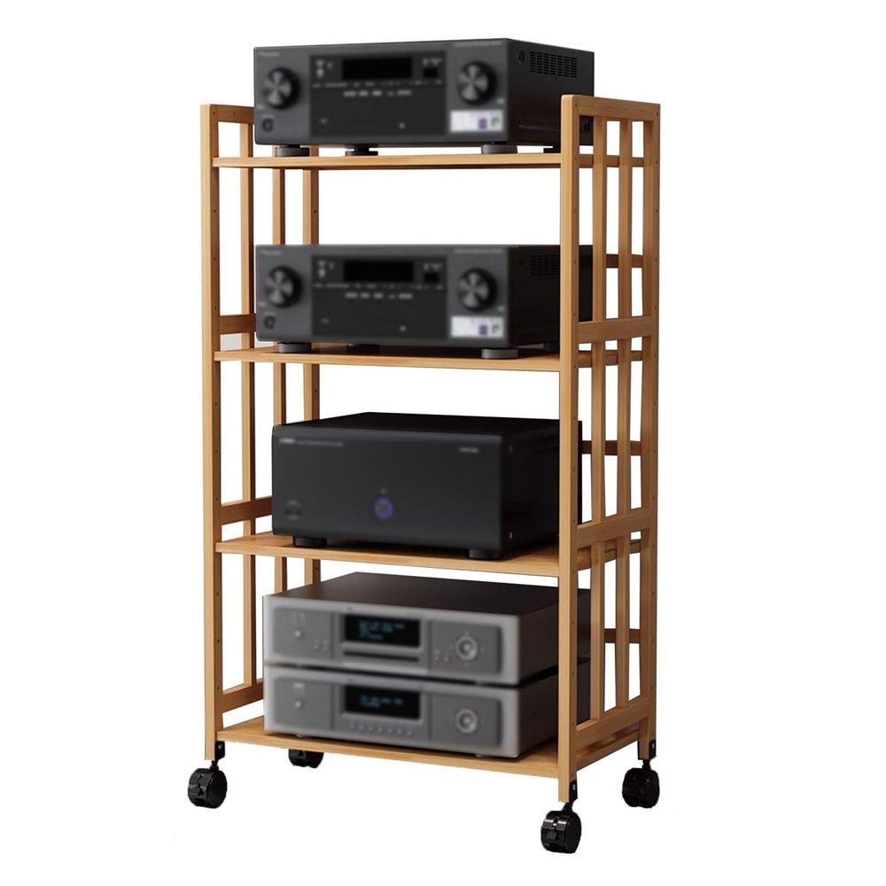 2/3/4/5-Tier Rack for Audio Components and Amplifiers, Modern Media Stand for Turntable, CD/DVD Player, Game Console, TV Box, Cable Box, or Wi-Fi Router