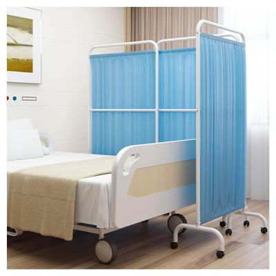 Mobile Medical Screen with Standing Door, 180 cm, Blue